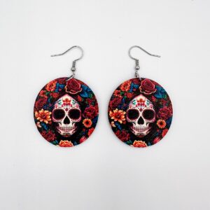 Pääkallo kukkameressä -korvikset (useita erilaisia)